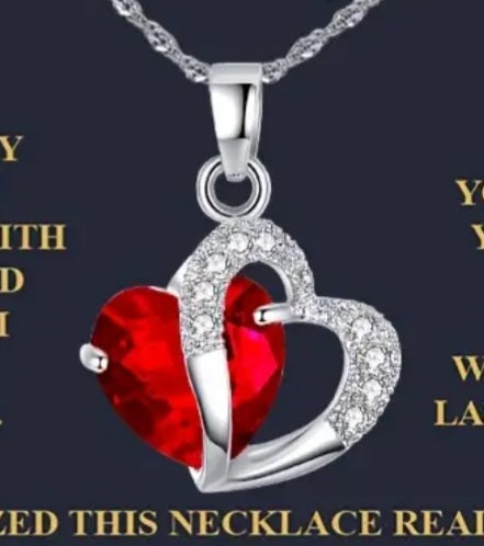 Collier coeur rouge/coeur strass