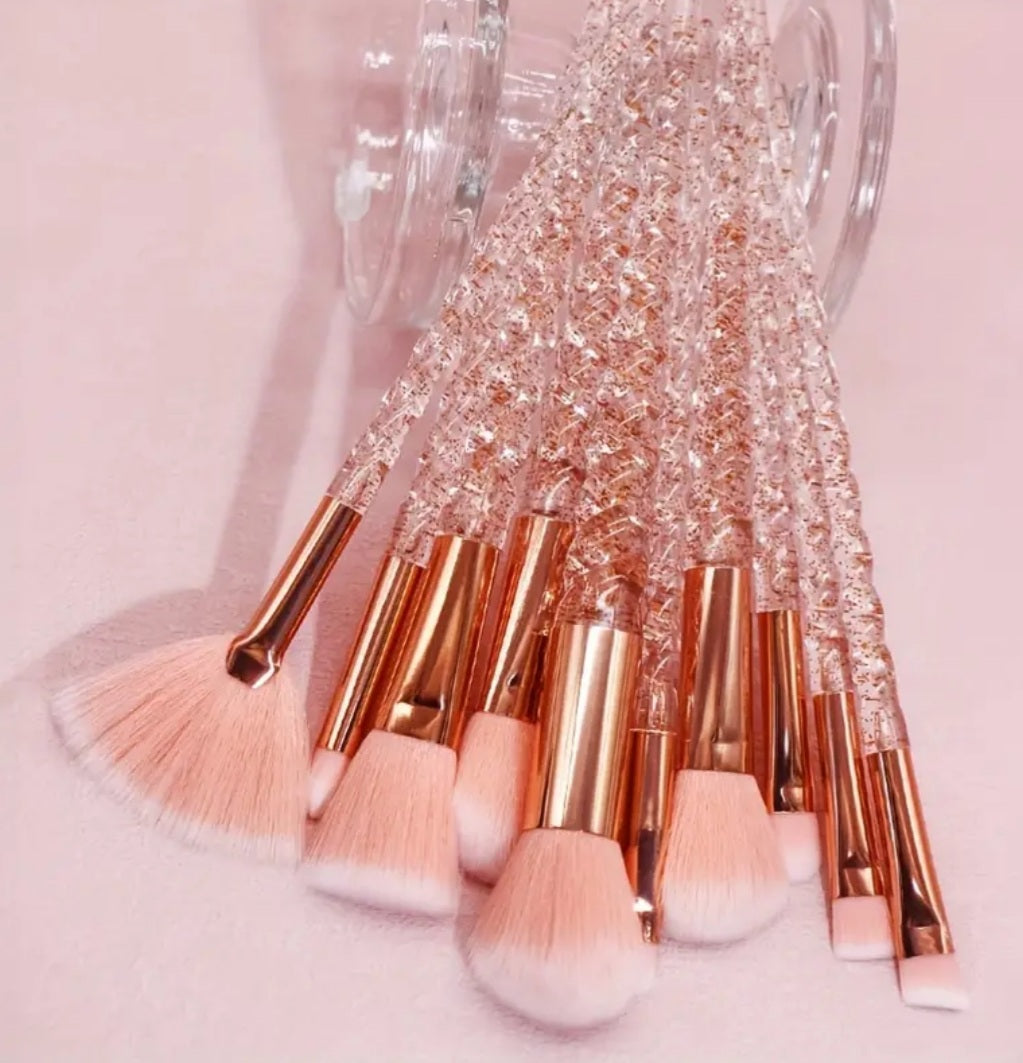10 pinceaux de maquillage rose