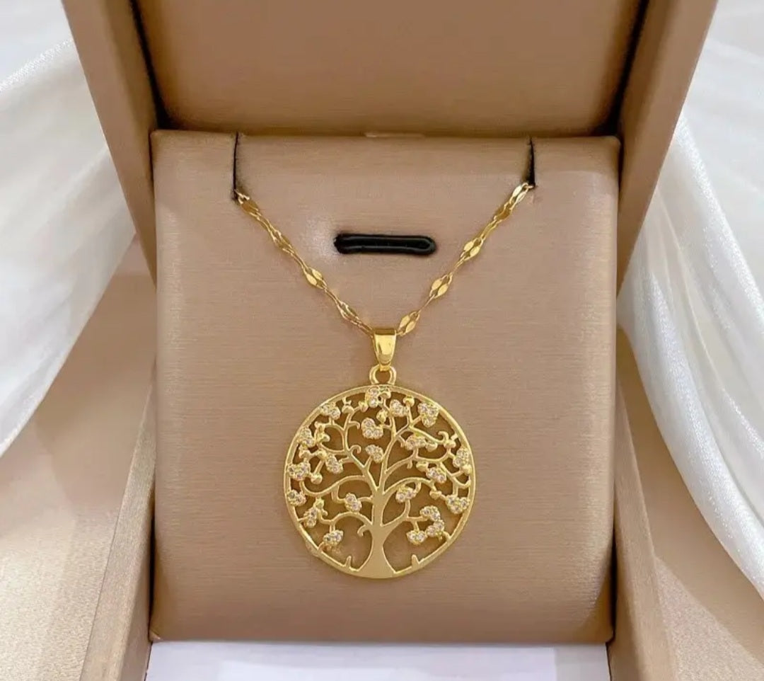 Collier Daisy arbre de vie doré