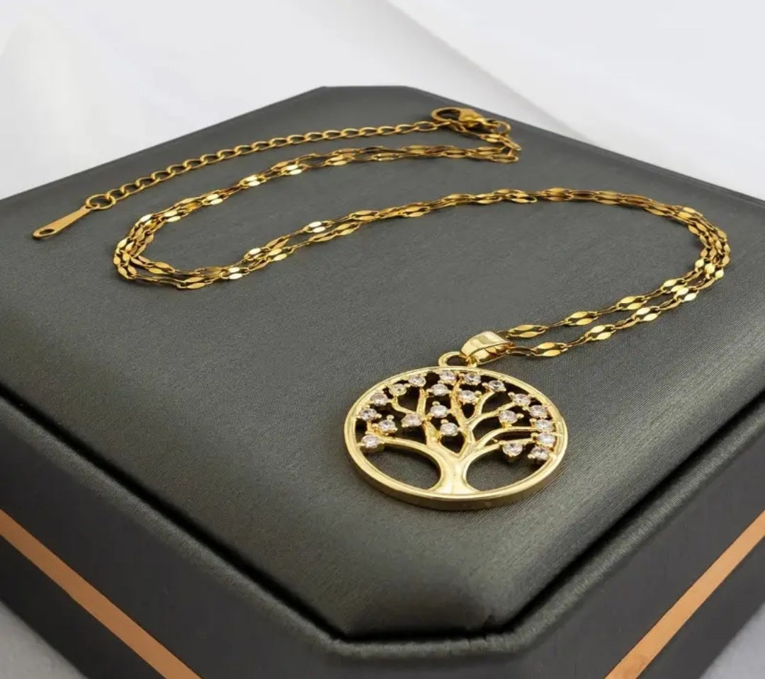 Collier Daisy arbre de vie doré