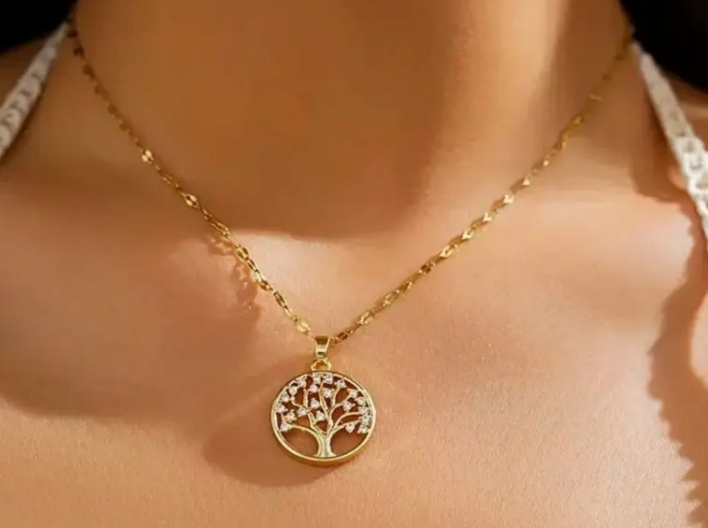 Collier Daisy arbre de vie doré