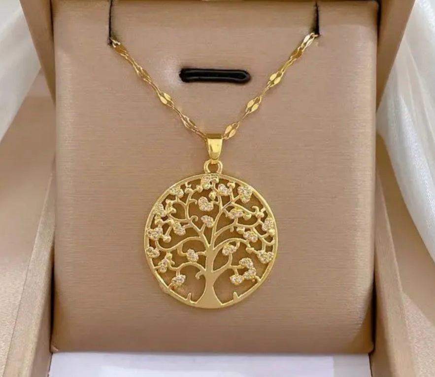 Collier Daisy arbre de vie doré