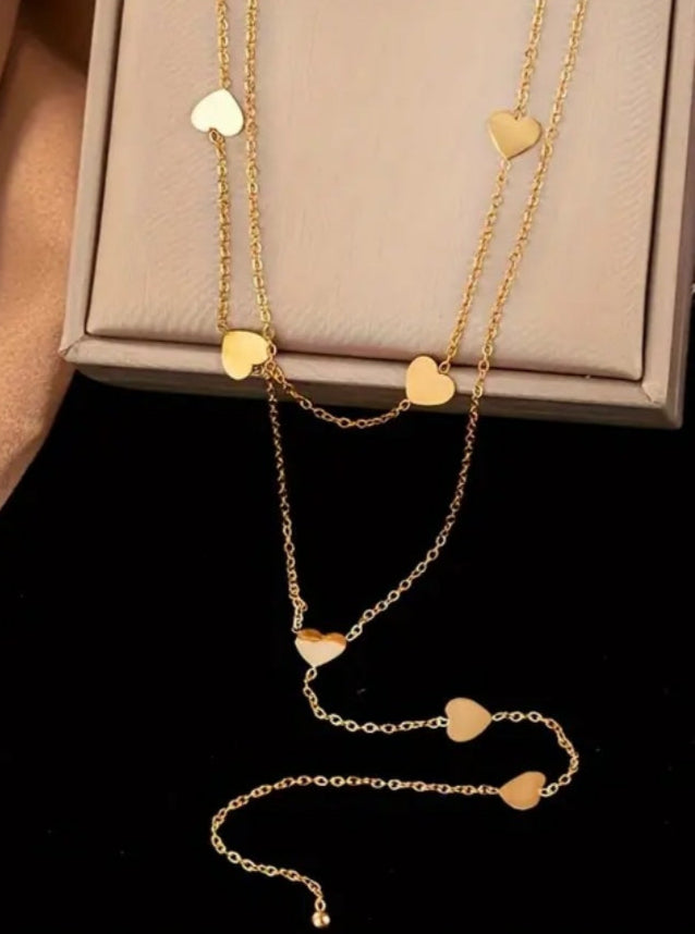 Collier Léa double coeur doré