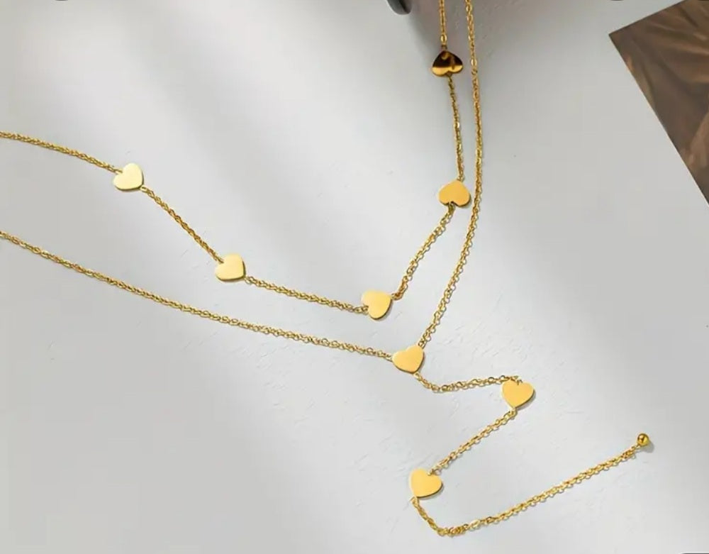 Collier Léa double coeur doré