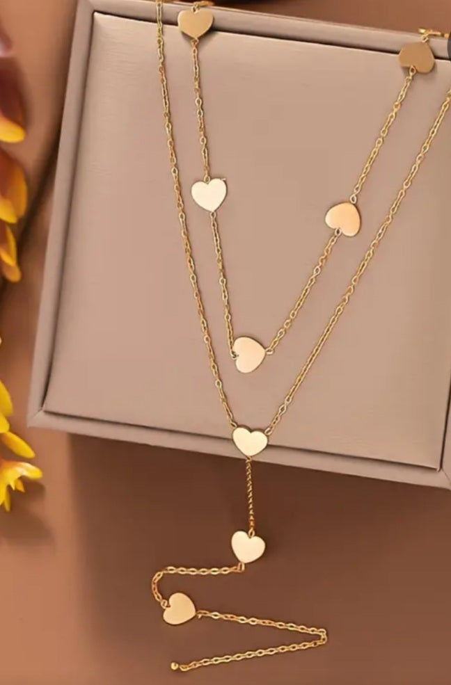 Collier Léa double coeur doré