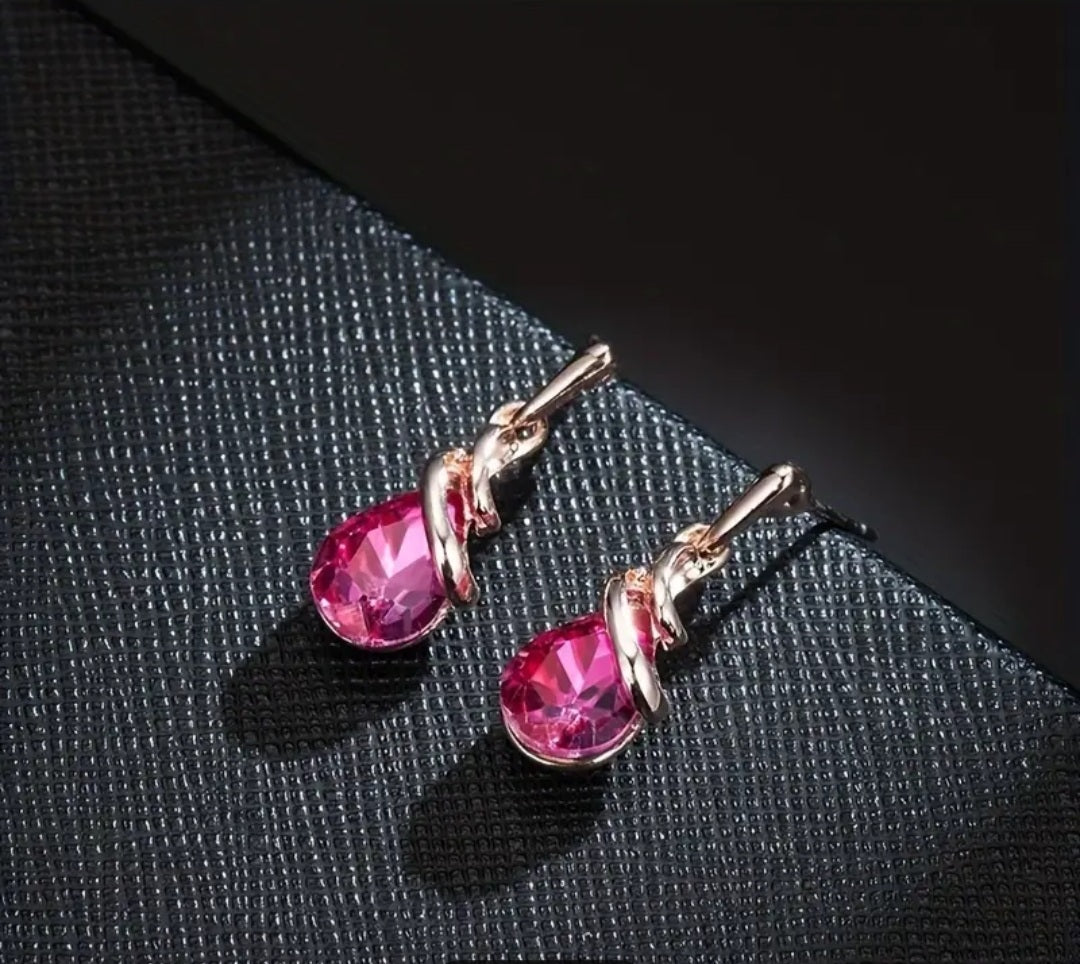 Parure Chloé en goutte d'eau rose