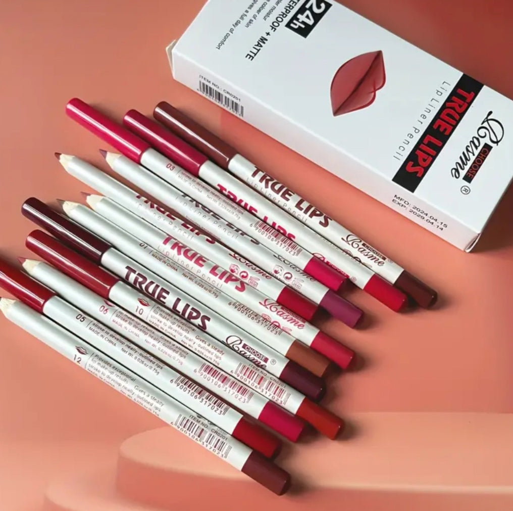 12 crayons à lèvres