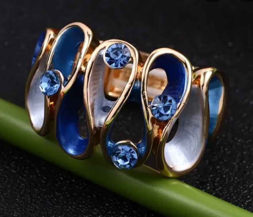 bague Elena bleu royal strass
