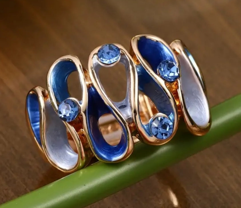 bague Elena bleu royal strass