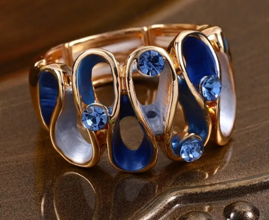 bague Elena bleu royal strass