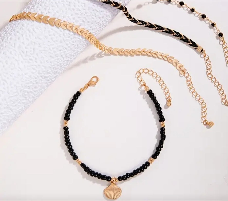 Ensemble Maya 4 bracelets doré/noir