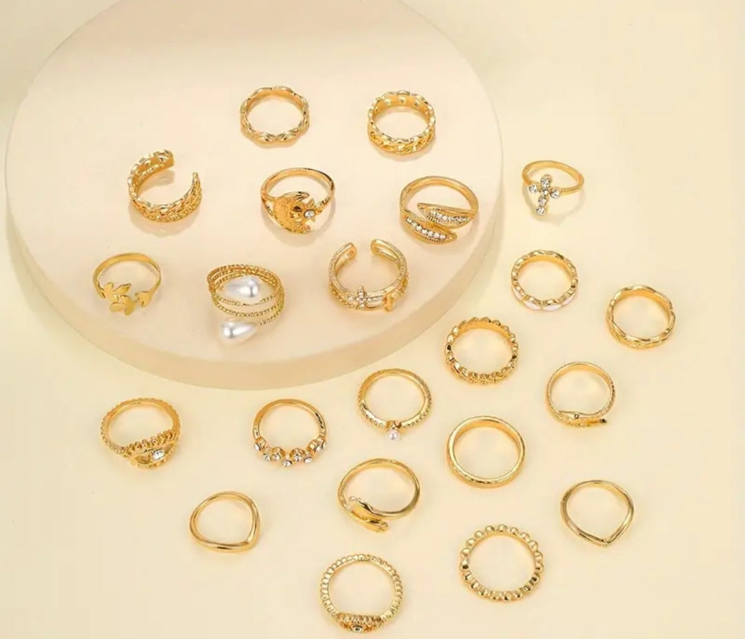 Ensemble Paloma 22 bagues doré