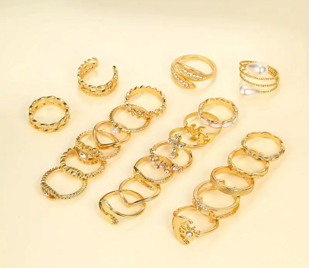 Ensemble Paloma 22 bagues doré