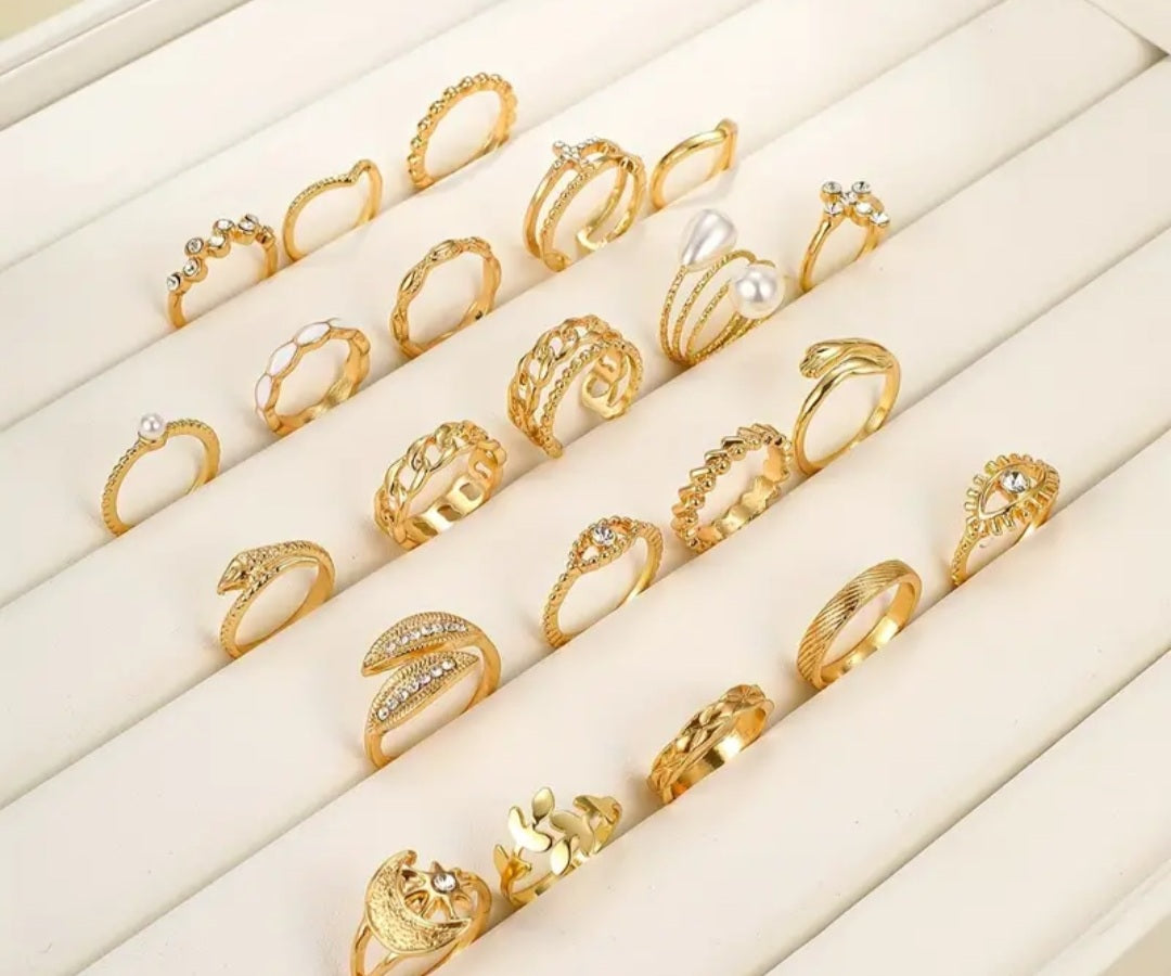 Ensemble Paloma 22 bagues doré