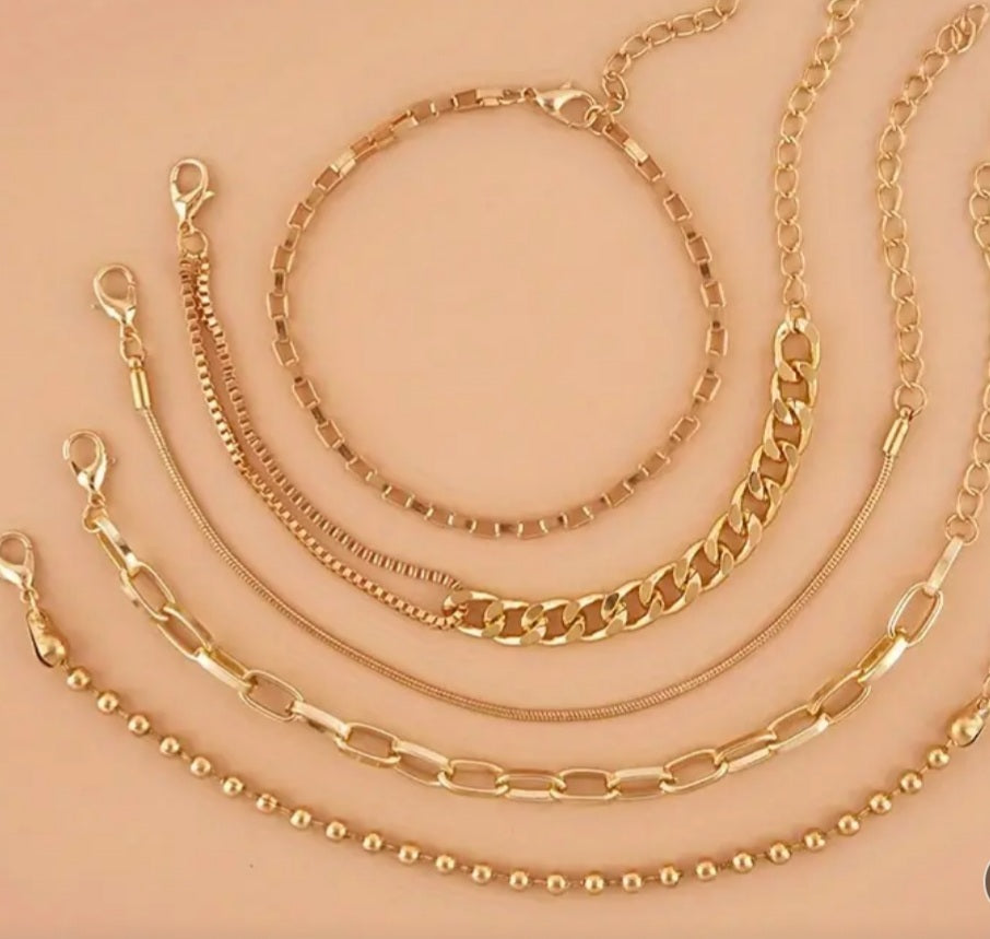 Ensemble Gabriela 5 bracelets doré