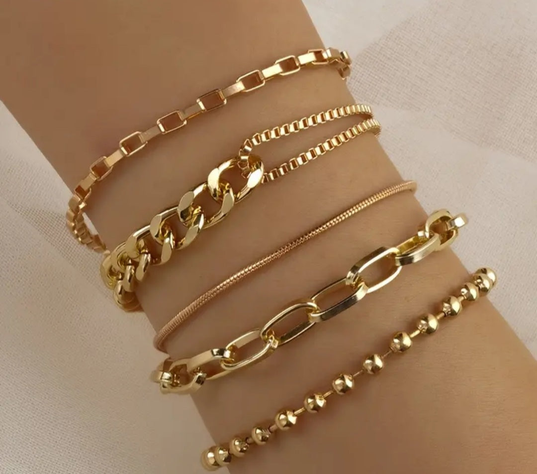 Ensemble Gabriela 5 bracelets doré