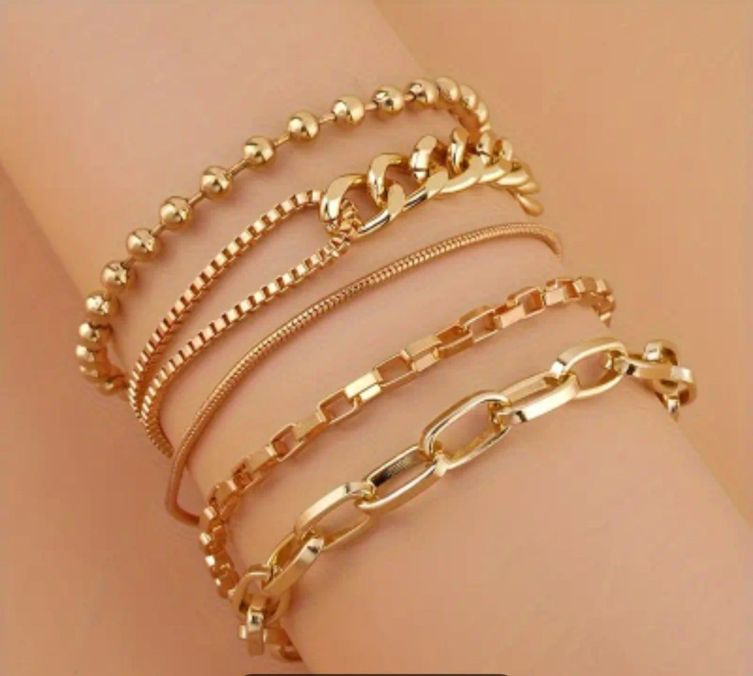 Ensemble Gabriela 5 bracelets doré