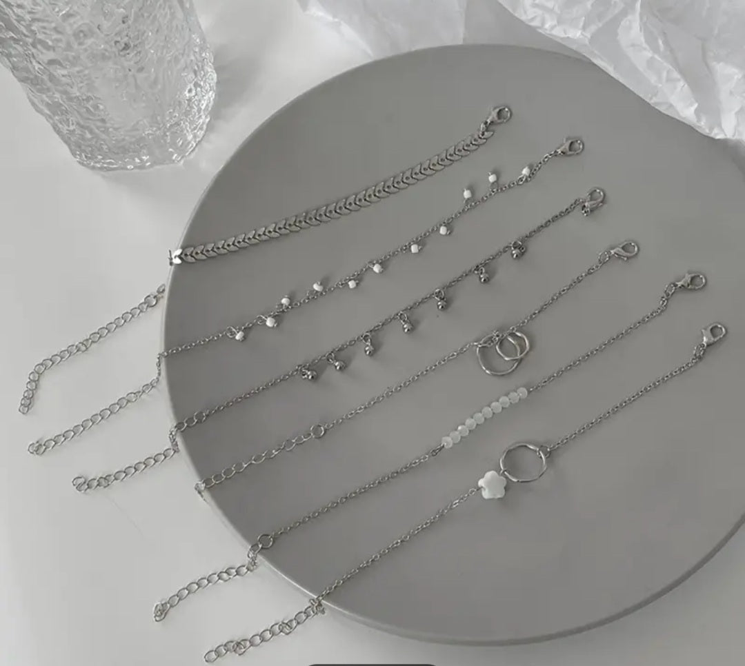 Ensemble Maelle de 6 bracelets argenté