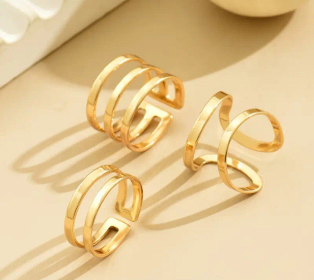 Ensemble Giulia 3 bagues doré