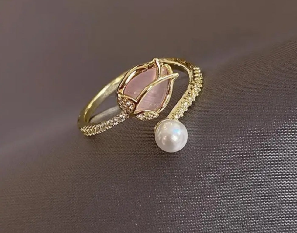 bague Anais rose doré strass
