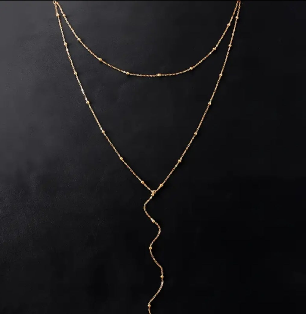 Collier Cécile doré long en forme Y