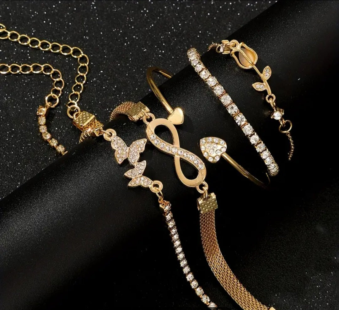 Ensemble Nina 5 bracelets doré/strass