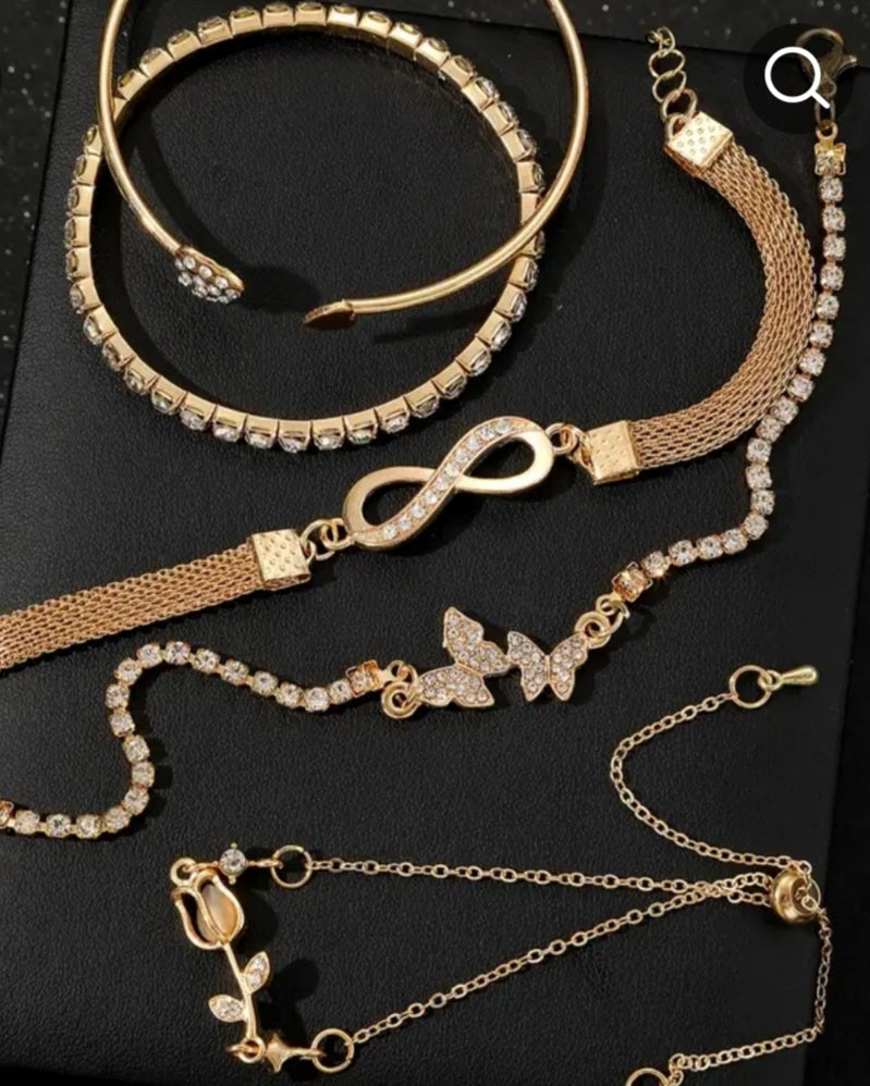 Ensemble Nina 5 bracelets doré/strass