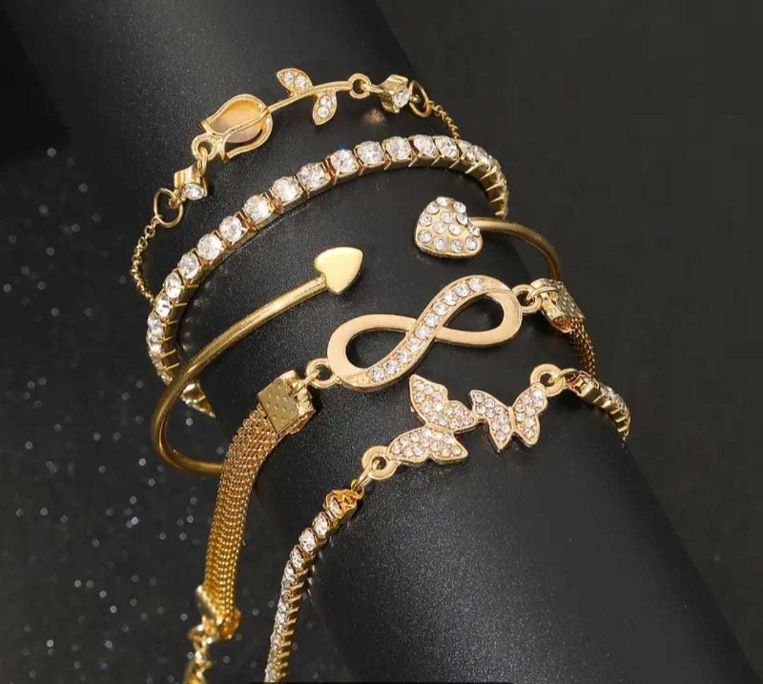 Ensemble Nina 5 bracelets doré/strass