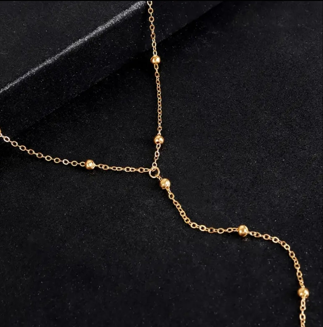 Collier Cécile doré long en forme Y