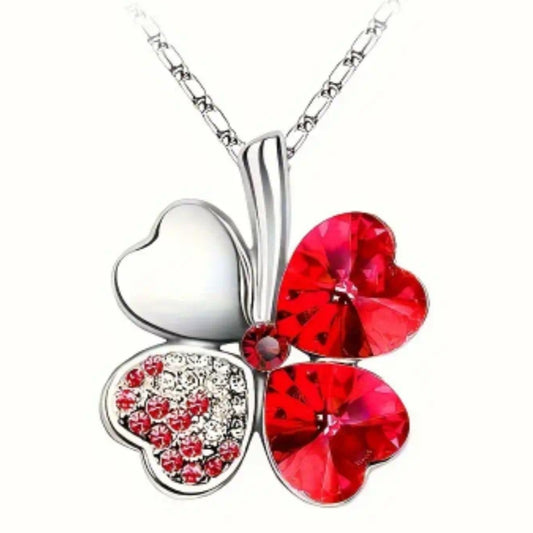 Collier Mila trèfle rouge