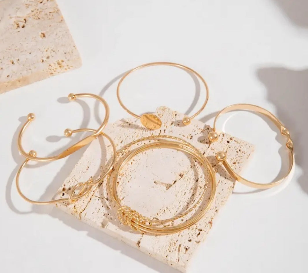 Ensemble Assia 5 bracelets doré