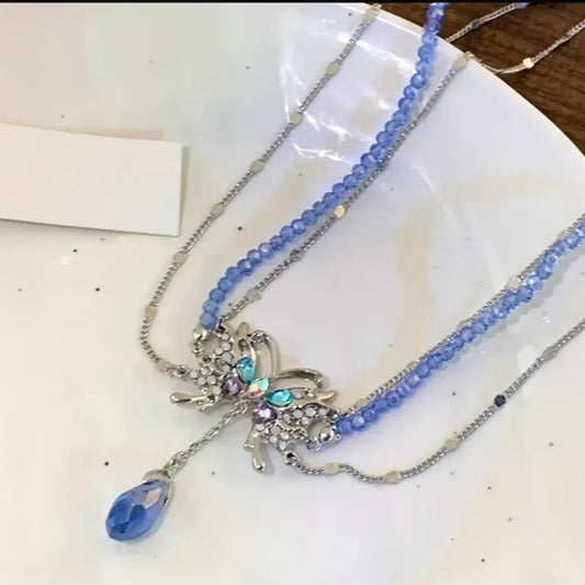 Collier Zoé papillon bleu
