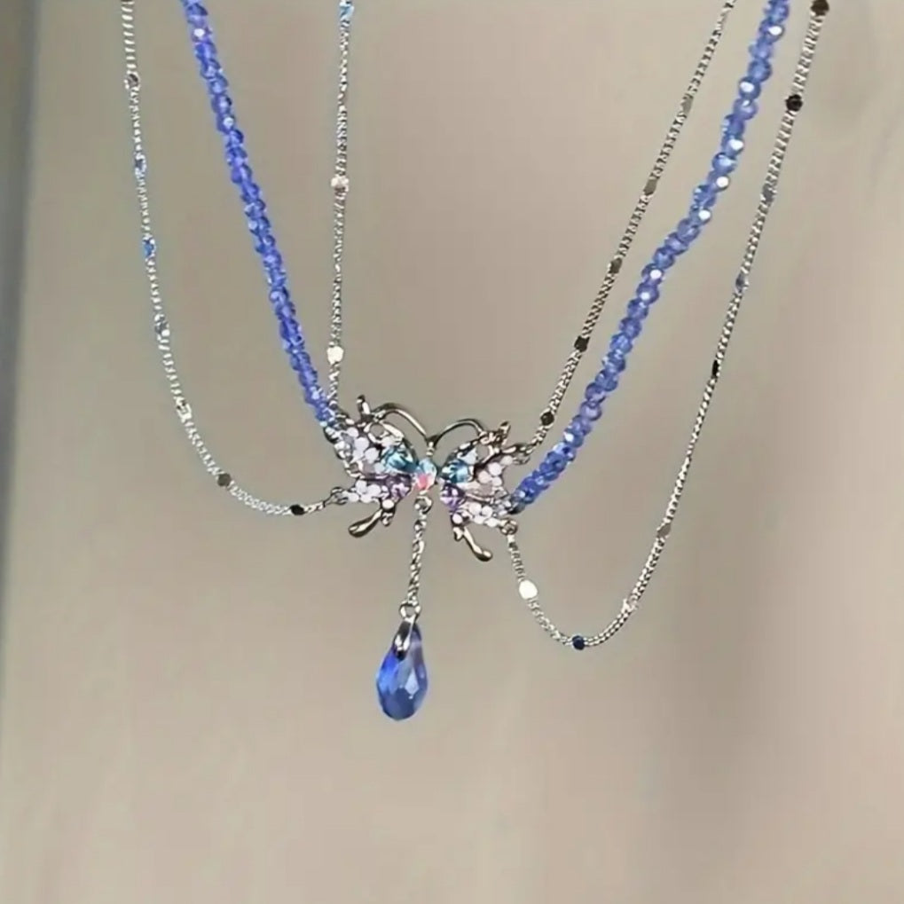 Collier Zoé papillon bleu