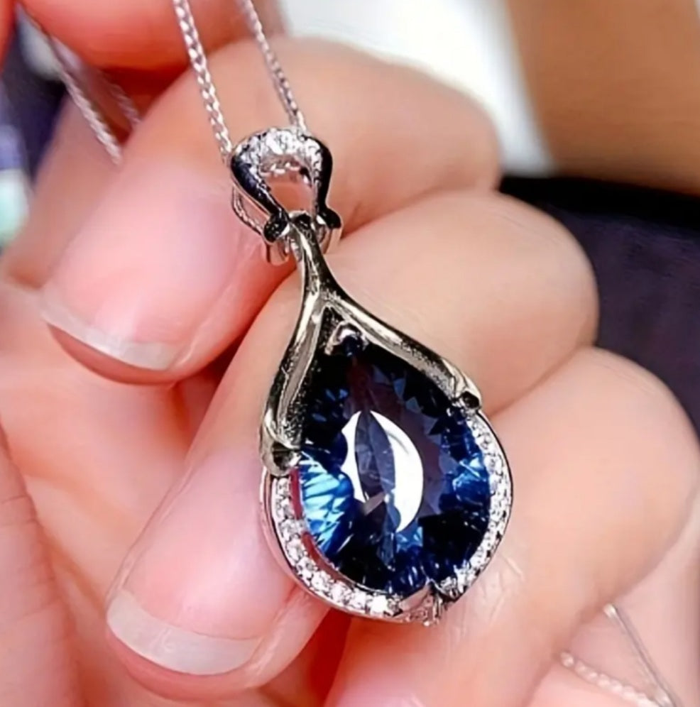 Collier Jana faux saphir bleu argenté