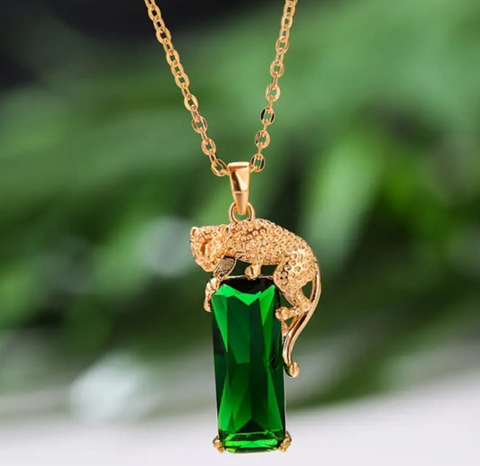 Collier léopard faux cristal