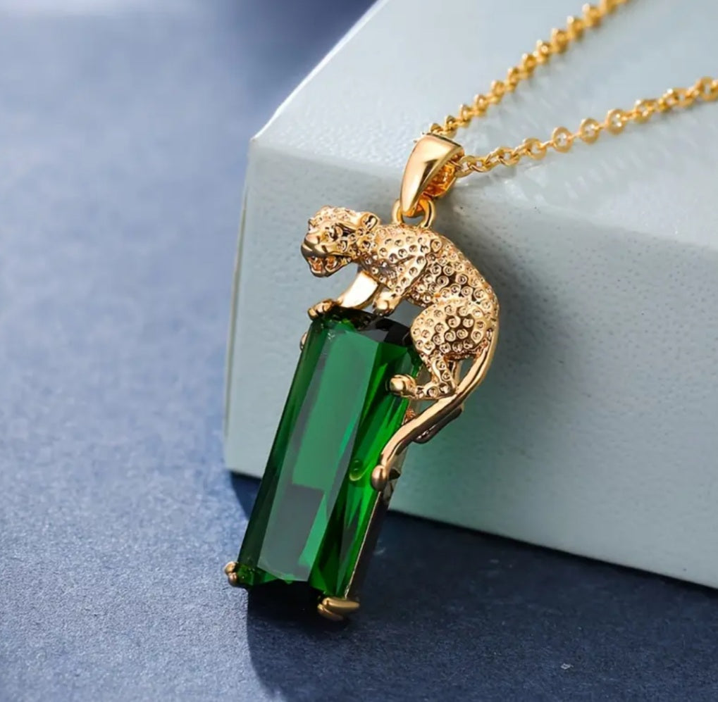 Collier léopard faux cristal