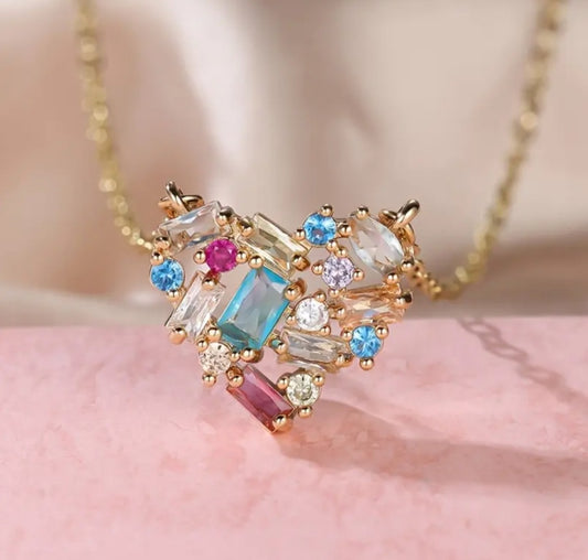 Collier Maissane coeur doré colorés