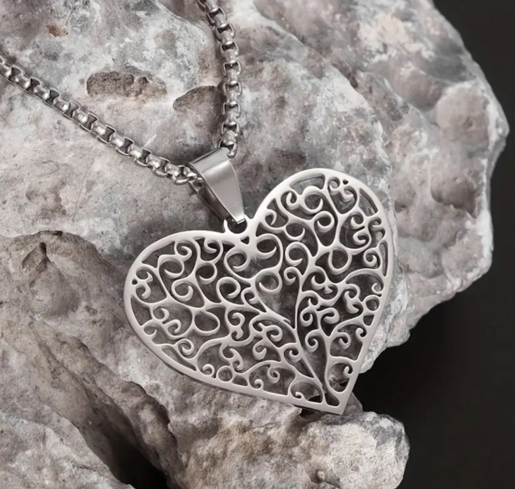 Collier Auriane coeur argenté
