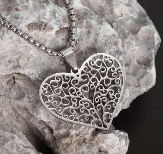 Collier Auriane coeur argenté