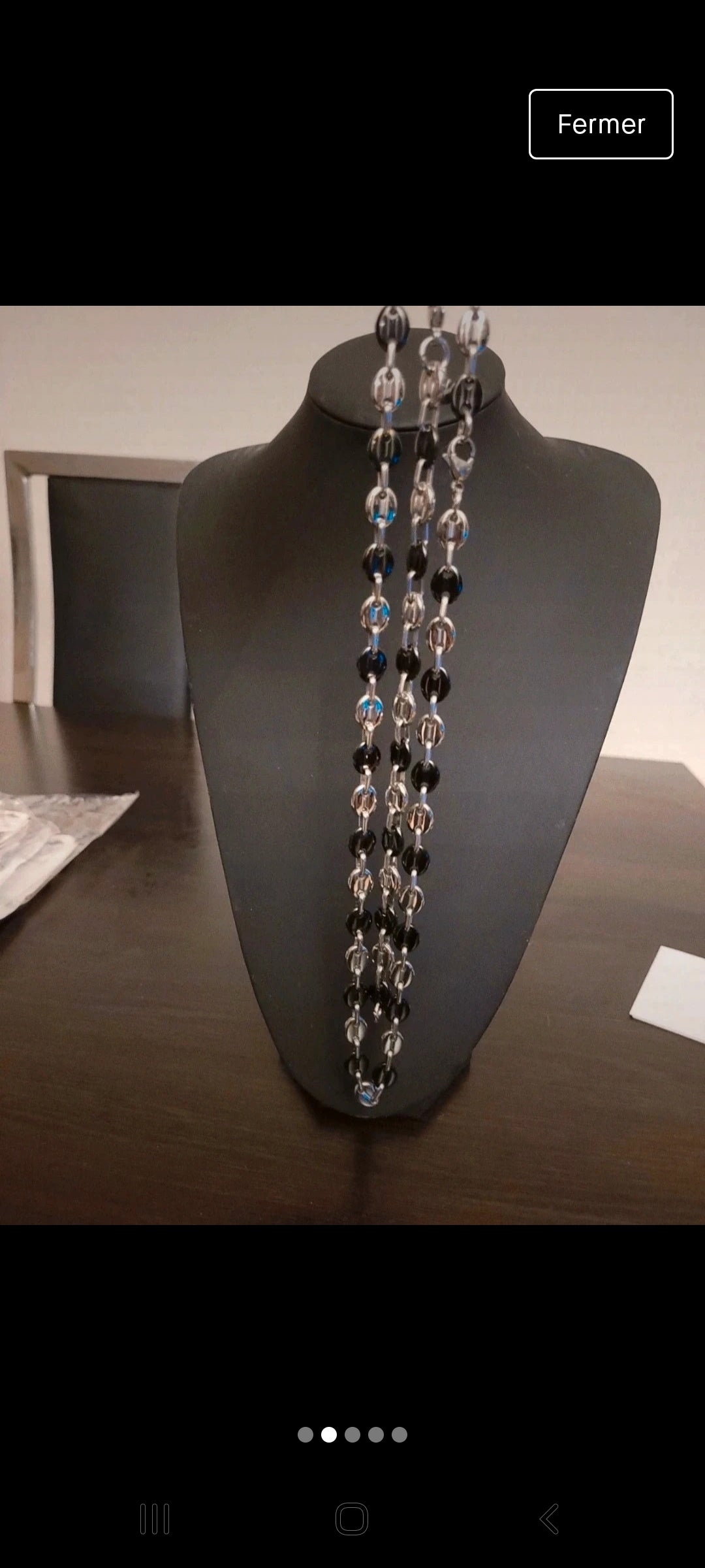 Parure grain de café argenté/noir