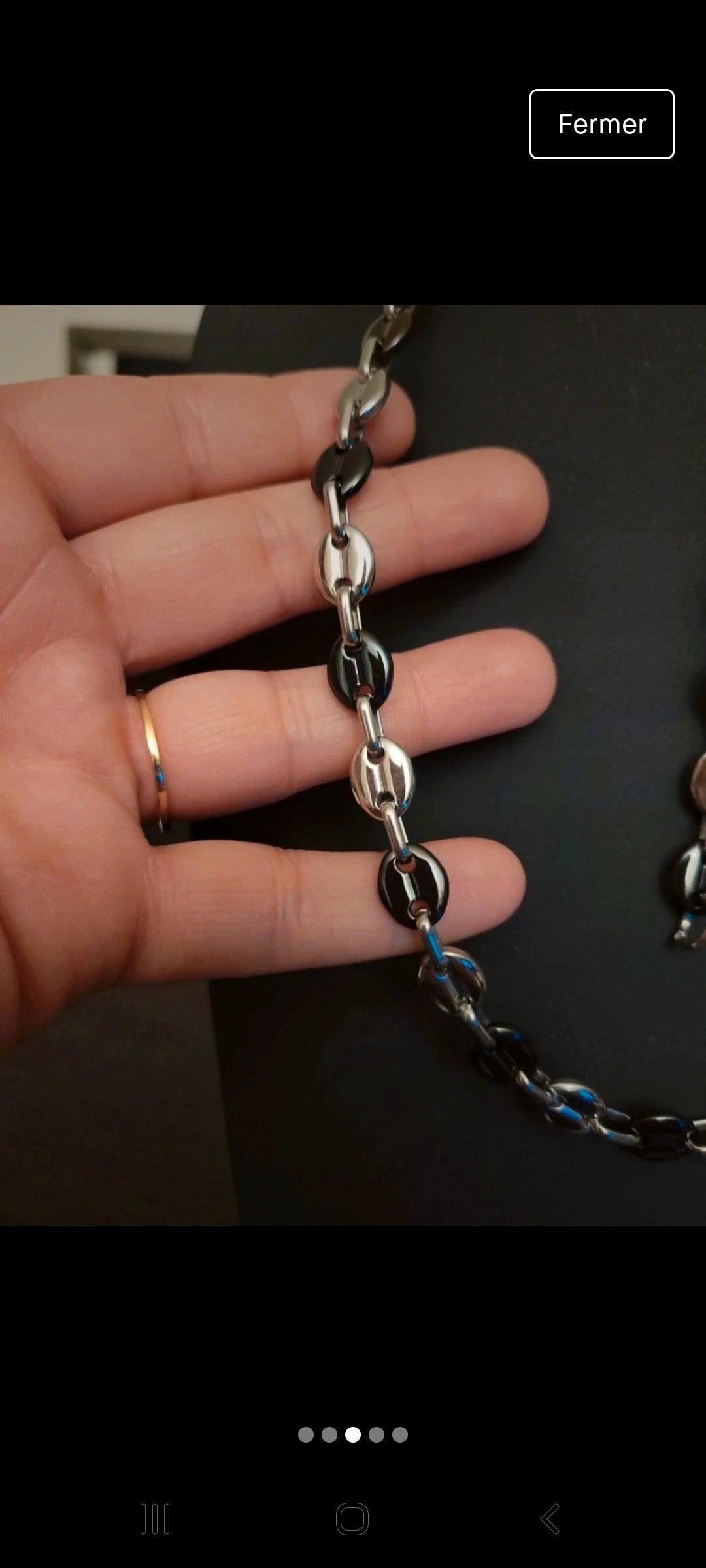 Parure grain de café argenté/noir