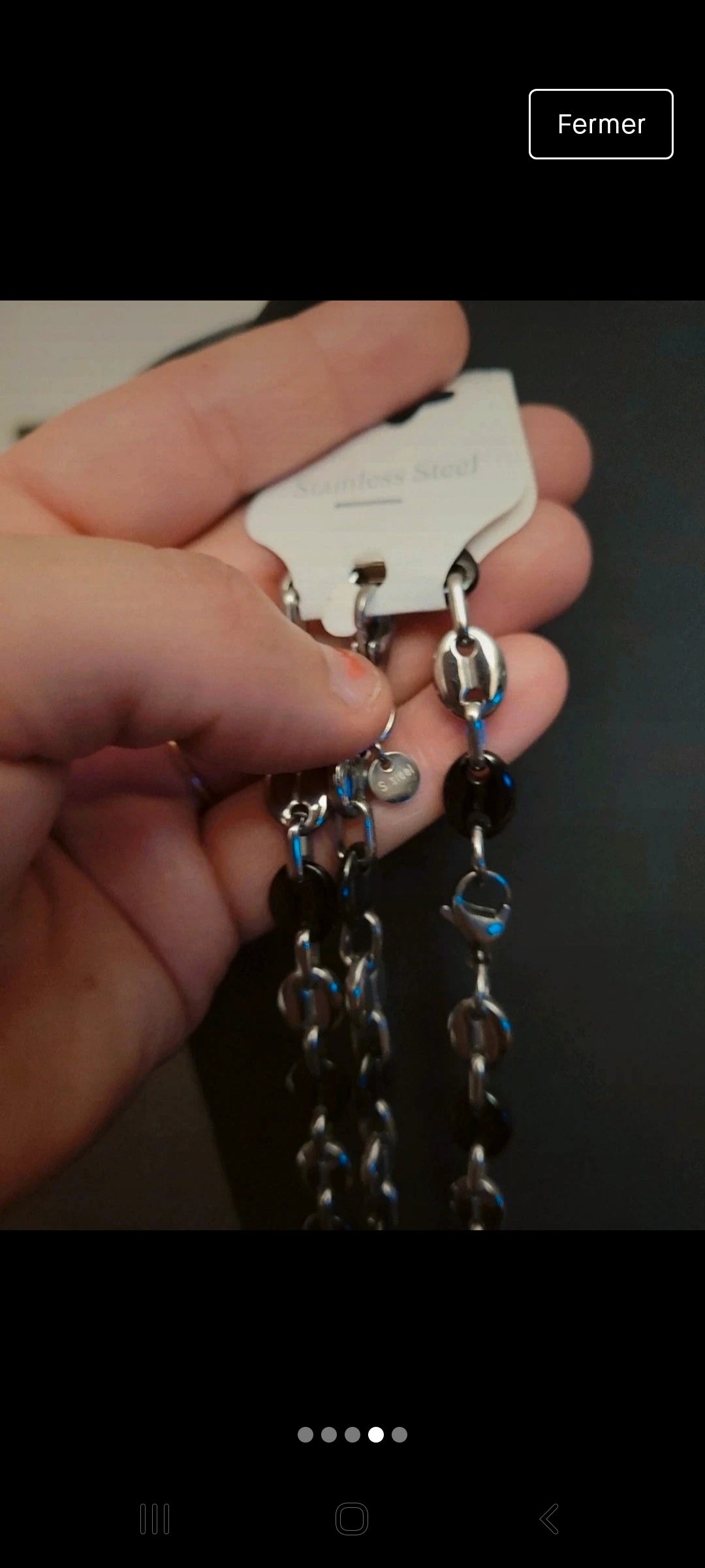 Parure grain de café argenté/noir