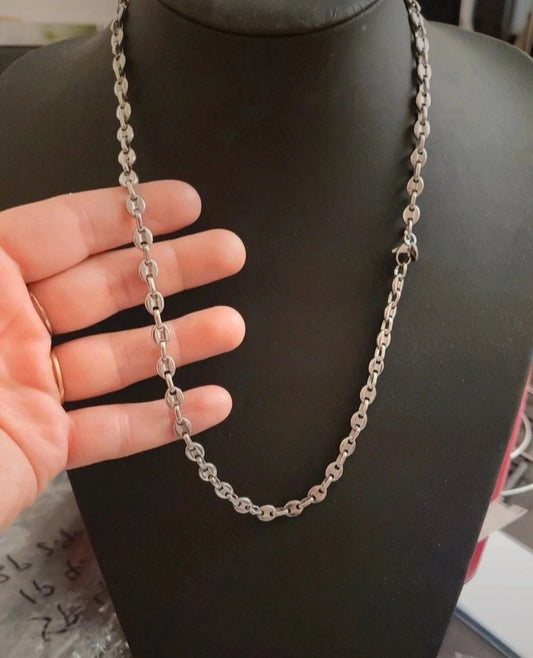 Collier mini grain de café argenté