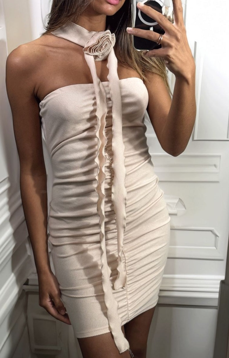 🌸Robe beige en maille côtelé