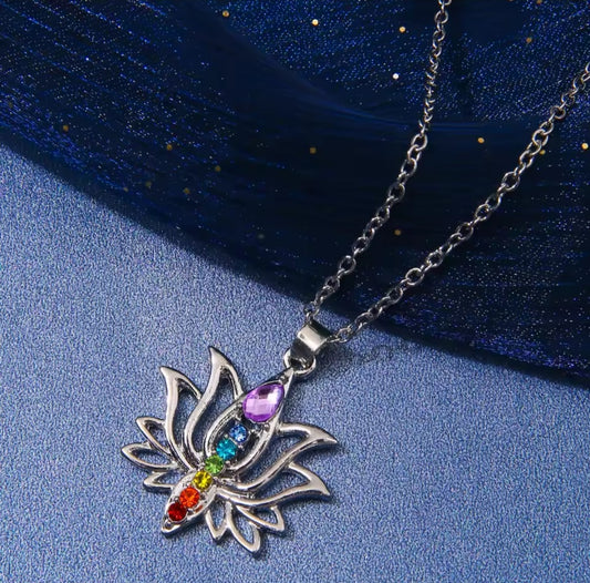 Collier fleur Yoga 7chakras