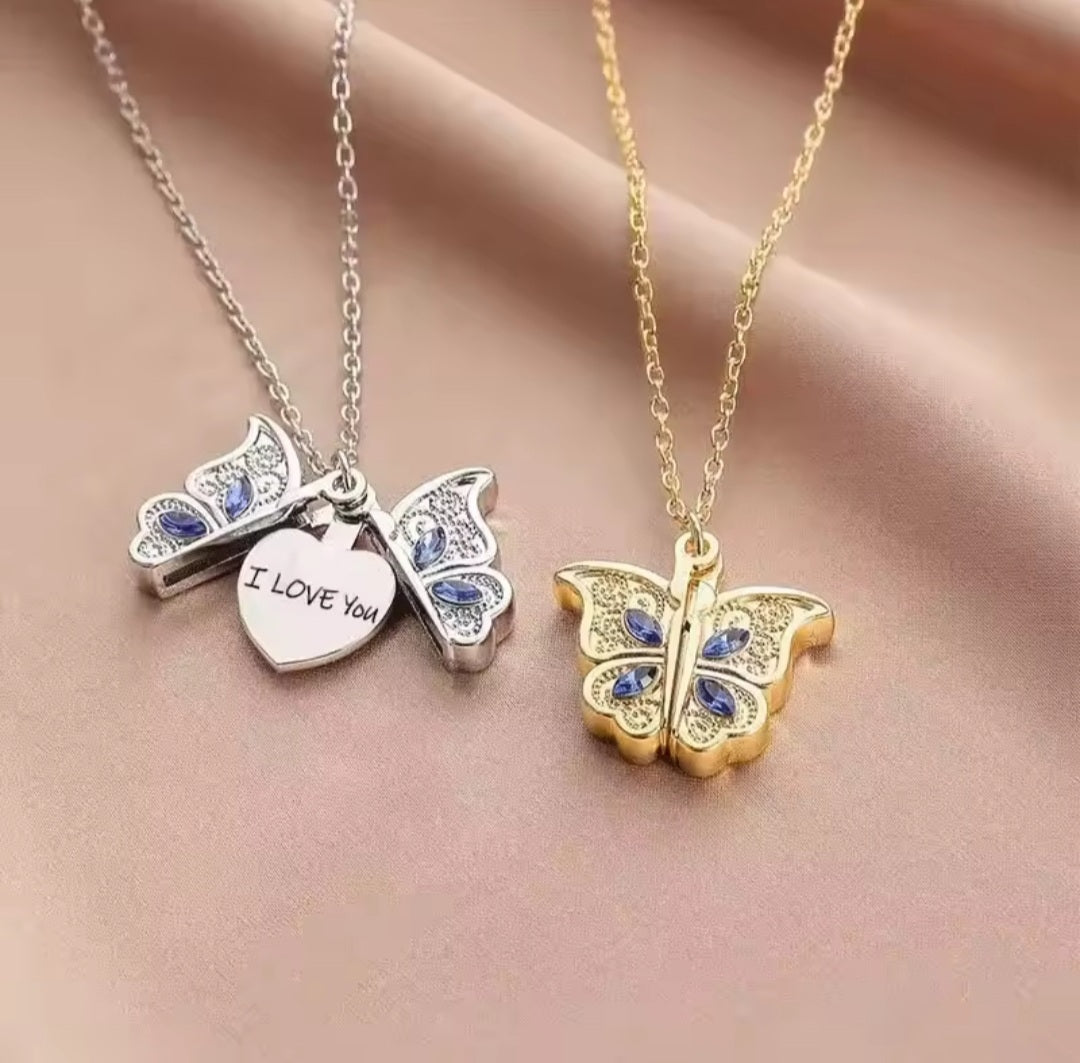 Collier Alana papillon love you argenté