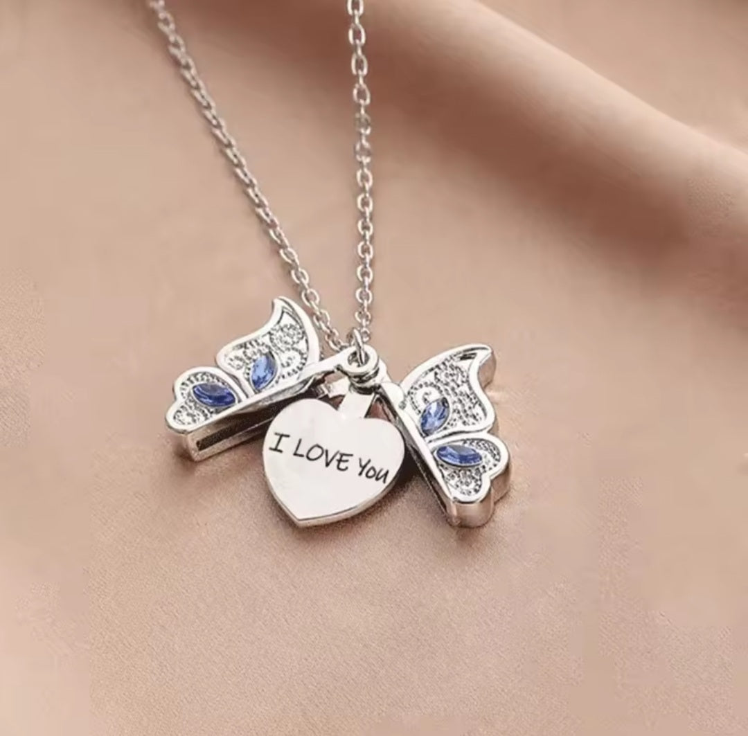 Collier Alana papillon love you argenté