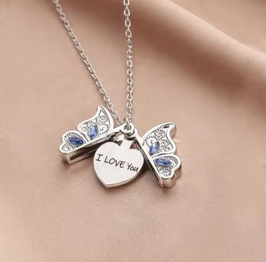 Collier Alana papillon love you argenté