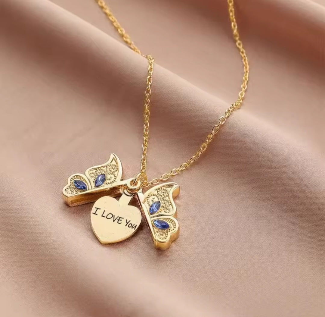 Collier Alana papillon love you doré