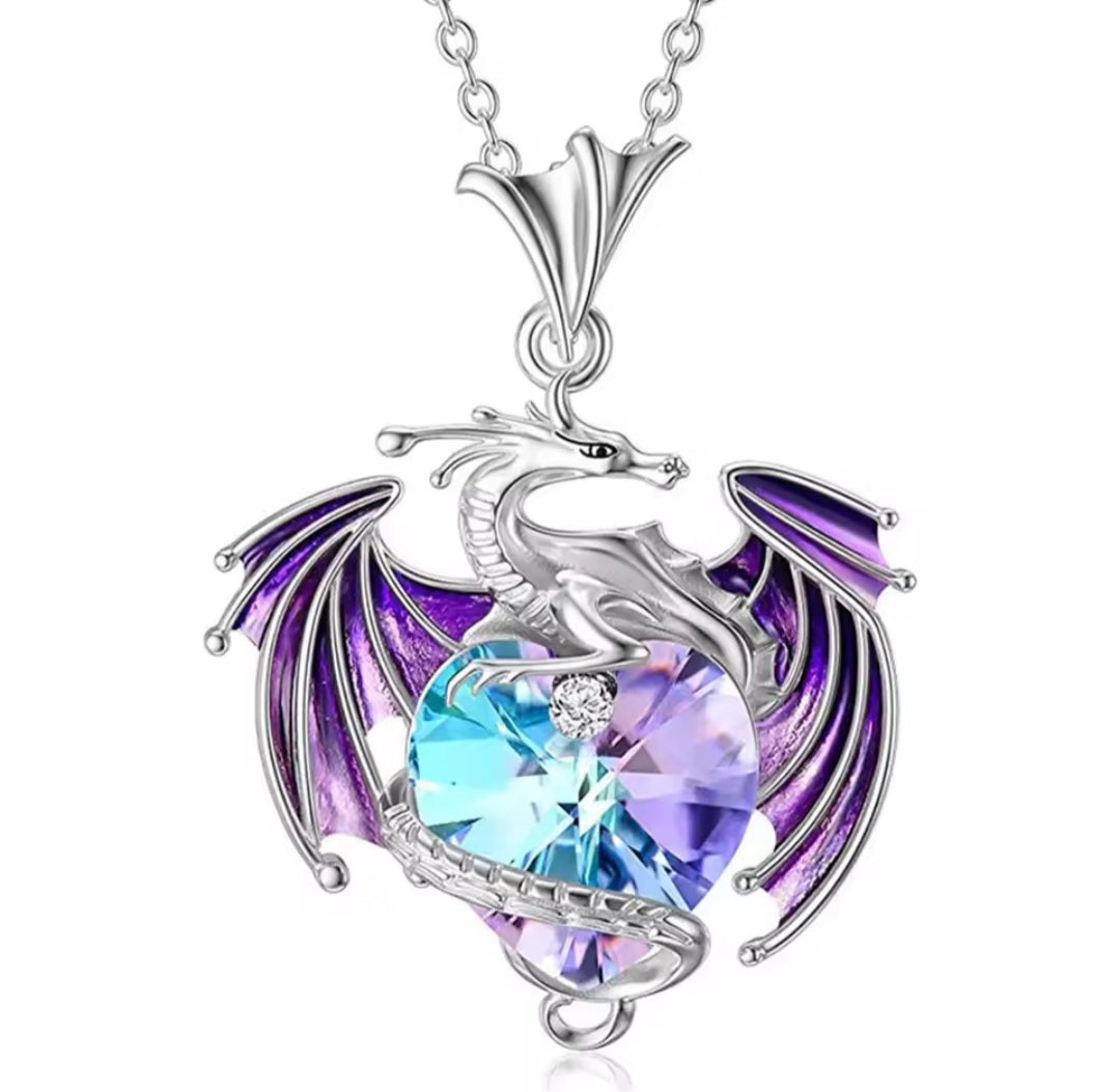 Collier spyro dragon violet et son cœur